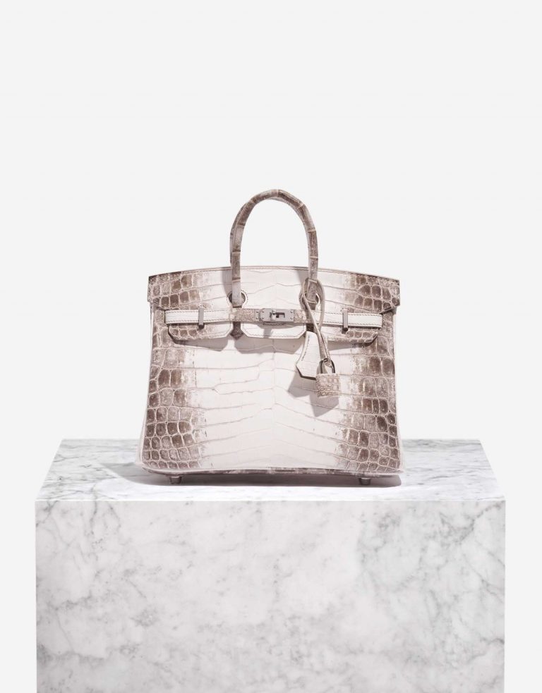 Pre-owned Hermès bag Birkin 25 Niloticus Crocodile Himalaya Blanc Brown Front | Sell your designer bag on Saclab.com