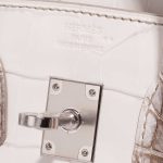Pre-owned Hermès bag Birkin 25 Niloticus Crocodile Himalaya Blanc Brown, White Logo | Sell your designer bag on Saclab.com