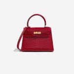 Pre-owned Hermès bag Kelly Mini Porosus Crocodile Braise Red Front | Sell your designer bag on Saclab.com