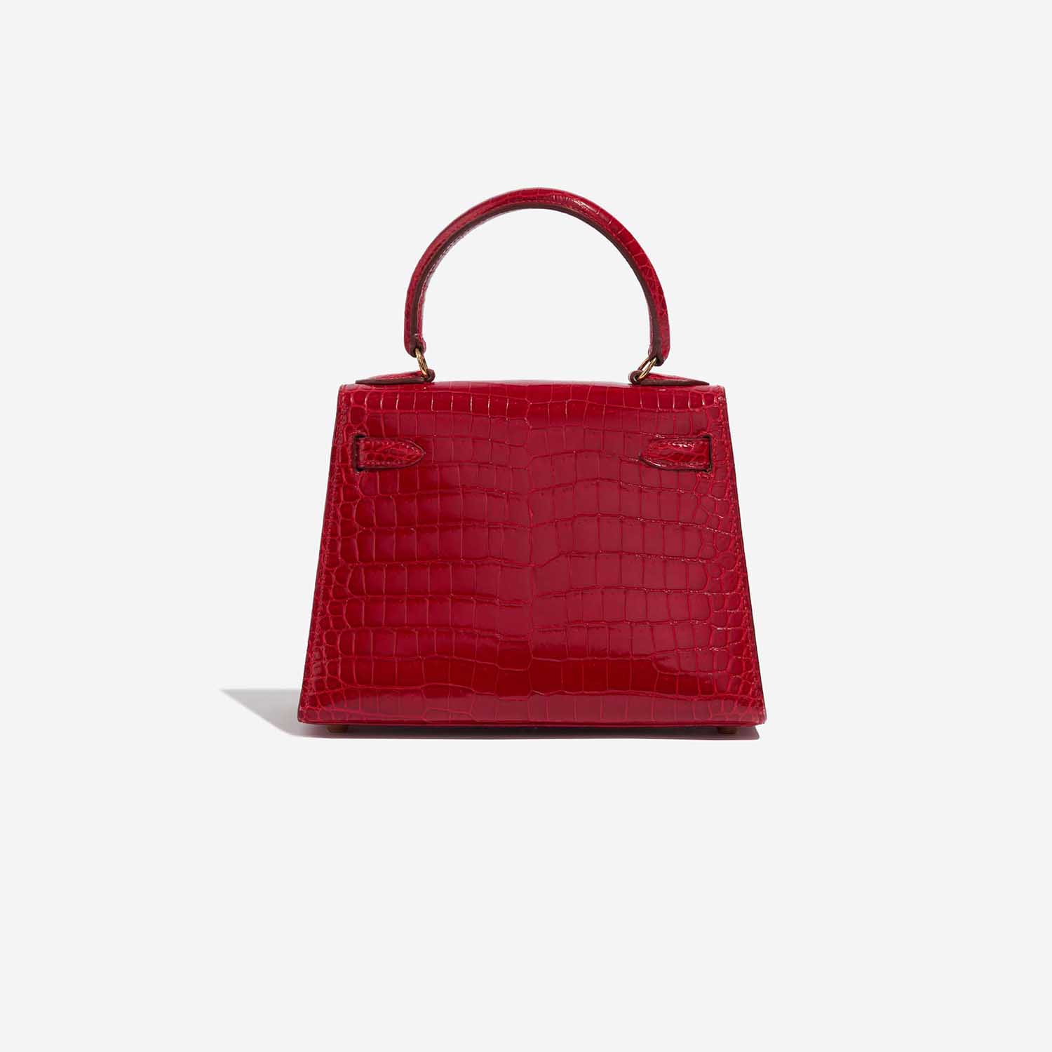 Pre-owned Hermès bag Kelly Mini Porosus Crocodile Braise Red Back | Sell your designer bag on Saclab.com