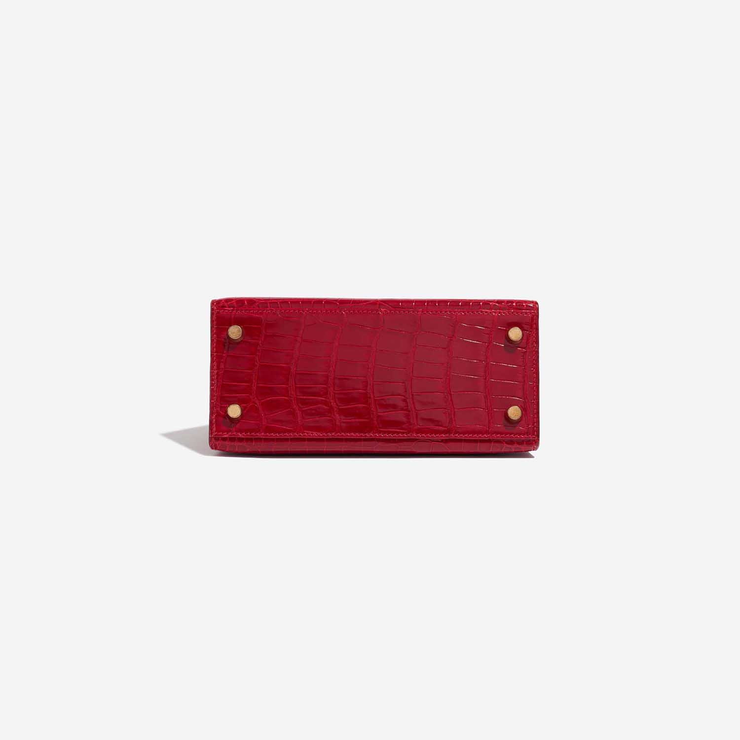 Pre-owned Hermès bag Kelly Mini Porosus Crocodile Braise Red Bottom | Sell your designer bag on Saclab.com