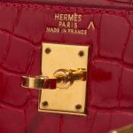 Pre-owned Hermès bag Kelly Mini Porosus Crocodile Braise Red Logo | Sell your designer bag on Saclab.com
