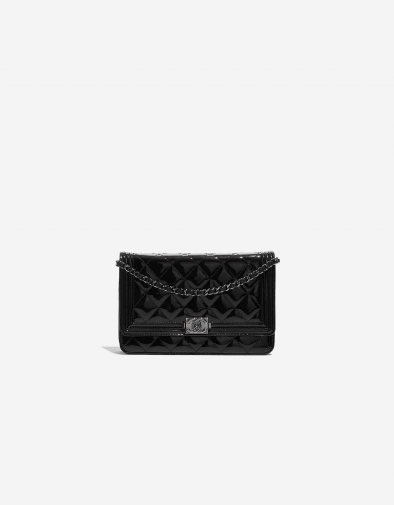 Pre-owned Chanel bag Boy WOC Patent Leather Black Black Front | Sell your designer bag on Saclab.com