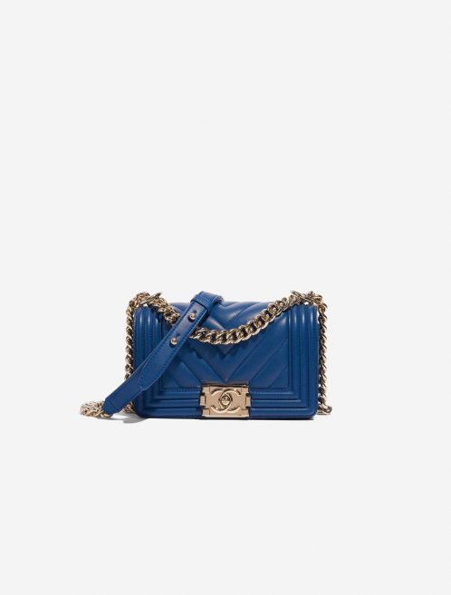 Pre-owned Chanel bag Boy Small Calf Blue Blue Front | Sell your designer bag on Saclab.com