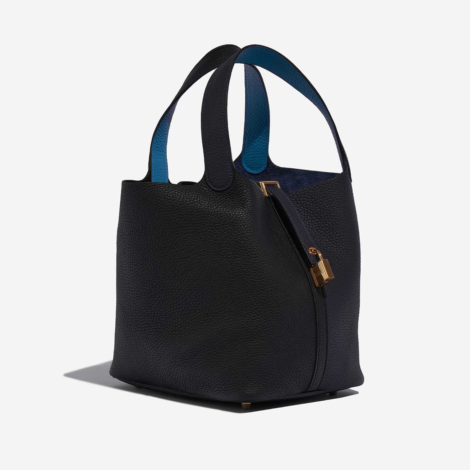 Pre-owned Hermès bag Picotin 22 Taurillon Clemence Blue Nuit / Black / Blue Frida Blue Side Front | Sell your designer bag on Saclab.com