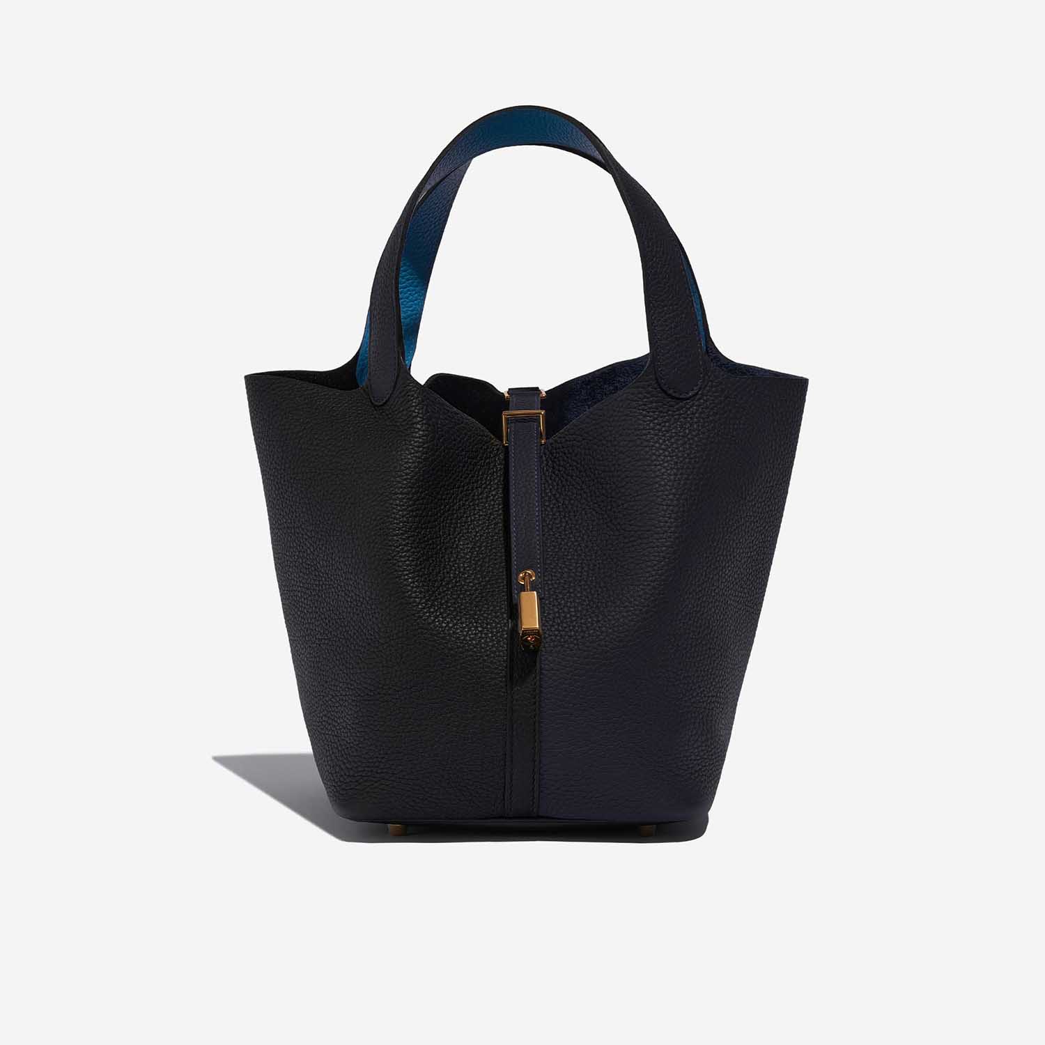 Pre-owned Hermès bag Picotin 22 Taurillon Clemence Blue Nuit / Black / Blue Frida Blue Front | Sell your designer bag on Saclab.com