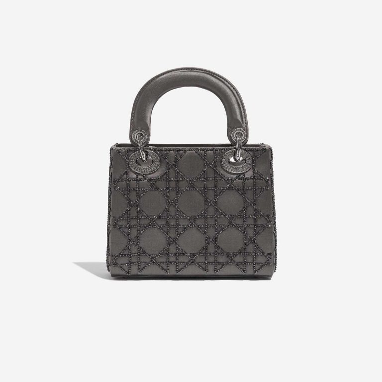 Pre-owned Dior bag Lady Mini Satin Grey Grey Front | Sell your designer bag on Saclab.com