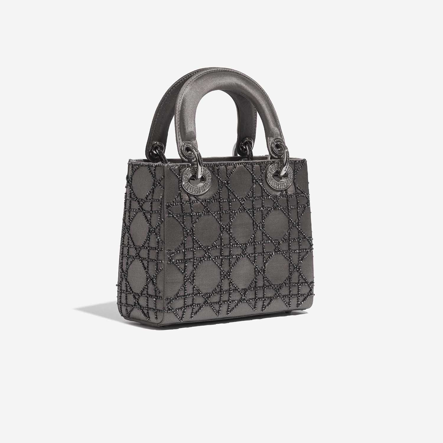 Pre-owned Dior bag Lady Mini Satin Grey Grey Side Front | Sell your designer bag on Saclab.com