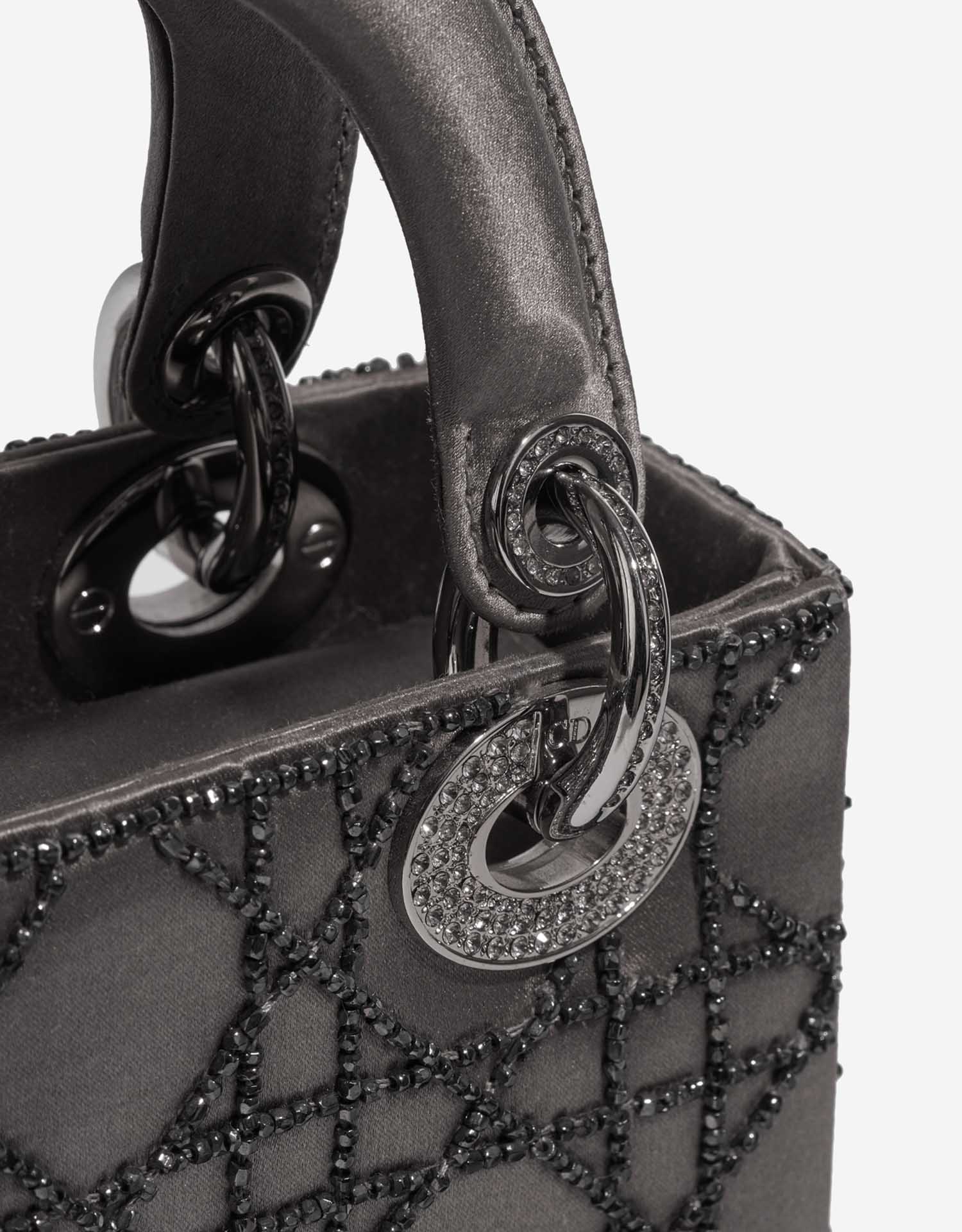 Pre-owned Dior bag Lady Mini Satin Grey Grey Closing System | Sell your designer bag on Saclab.com