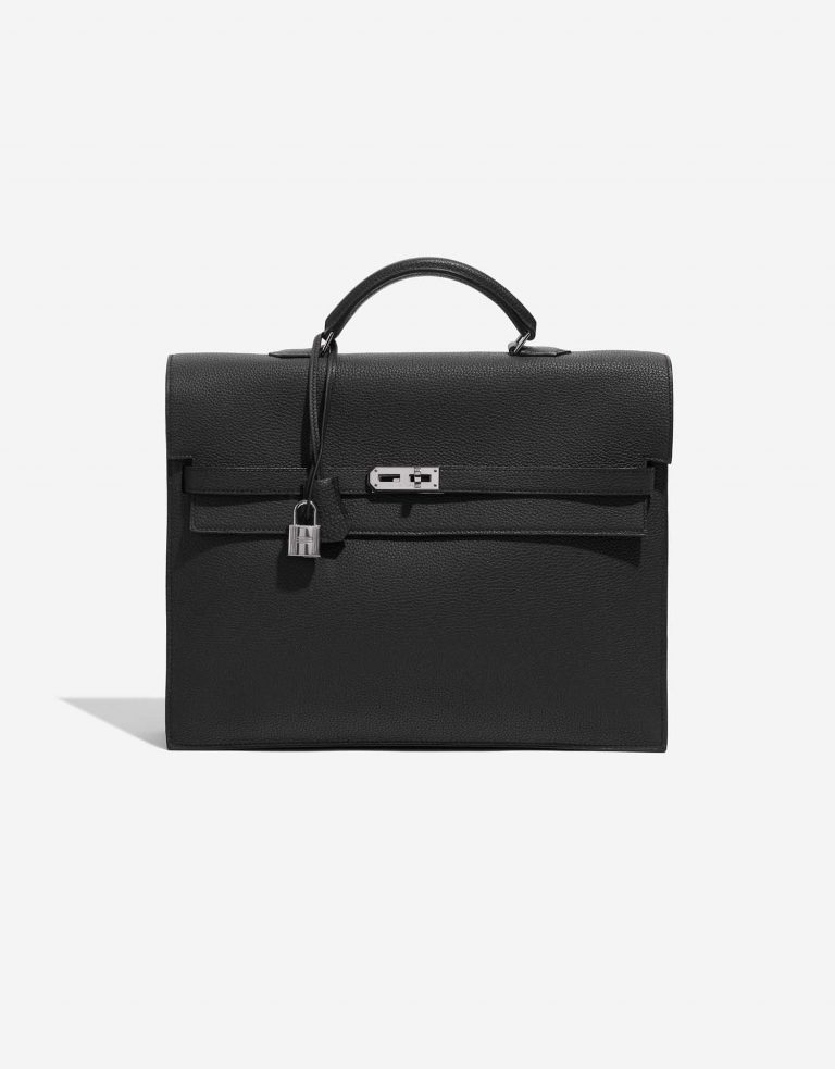 Pre-owned Hermès bag Kelly Depeche 34 HSS Togo Plomb Black Front | Sell your designer bag on Saclab.com