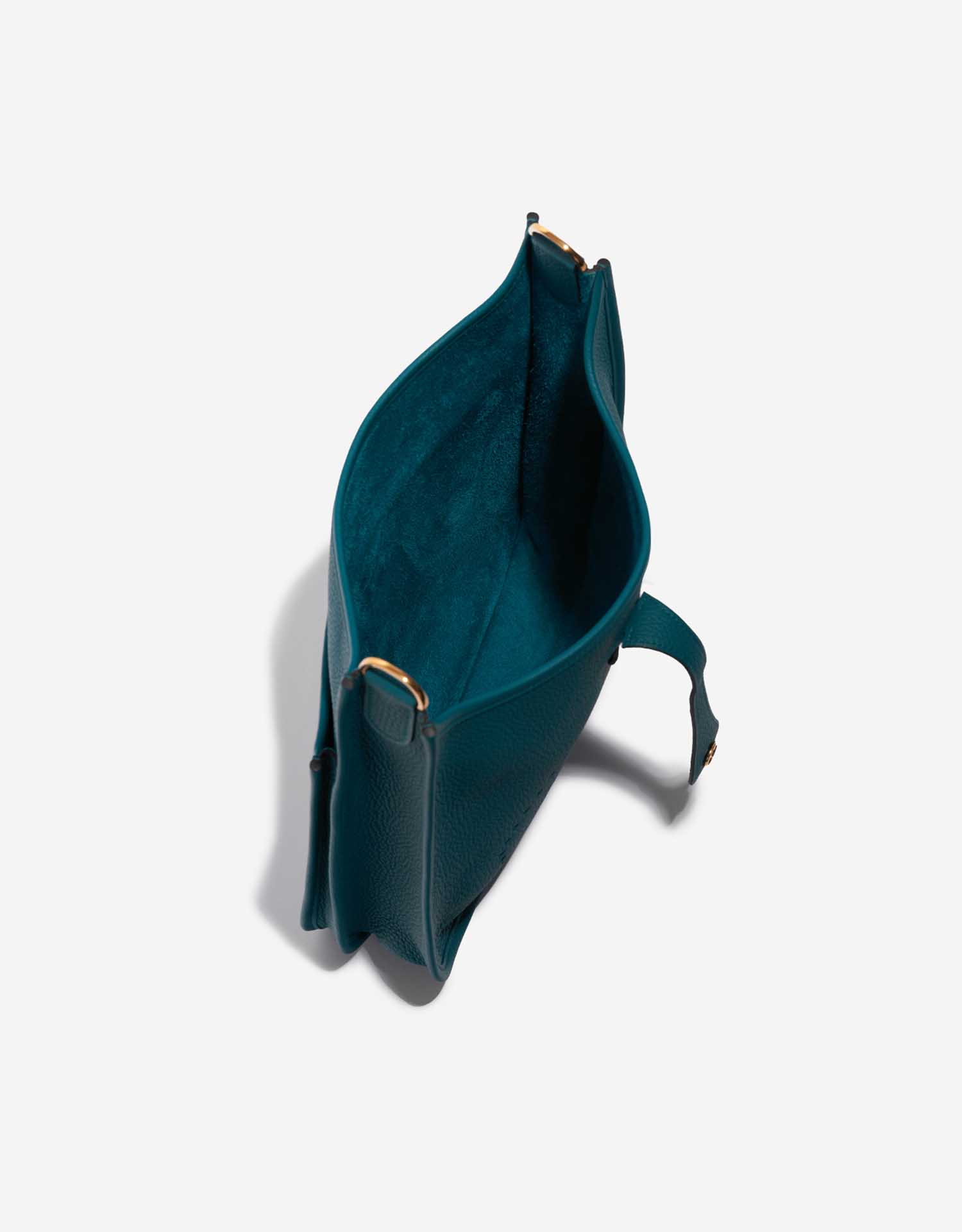 Pre-owned Hermès bag Evelyne 29 Taurillon Clemence Vert Bosphore Green Inside | Sell your designer bag on Saclab.com