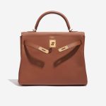 Pre-owned Hermès bag Kelly HSS 32 Swift Gold / Apricot Brown Front Open | Sell your designer bag on Saclab.com