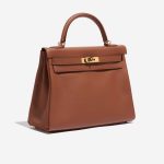 Pre-owned Hermès bag Kelly HSS 32 Swift Gold / Apricot Brown Side Front | Sell your designer bag on Saclab.com