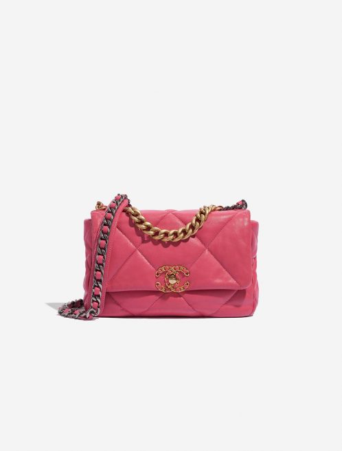 Pre-owned Chanel bag 19 Flap Bag Lamb Coral Pink Front | Sell your designer bag on Saclab.com