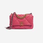 Pre-owned Chanel bag 19 Flap Bag Lamb Coral Pink Front | Sell your designer bag on Saclab.com