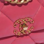 Pre-owned Chanel bag 19 Flap Bag Lamb Coral Pink Closing System | Sell your designer bag on Saclab.com