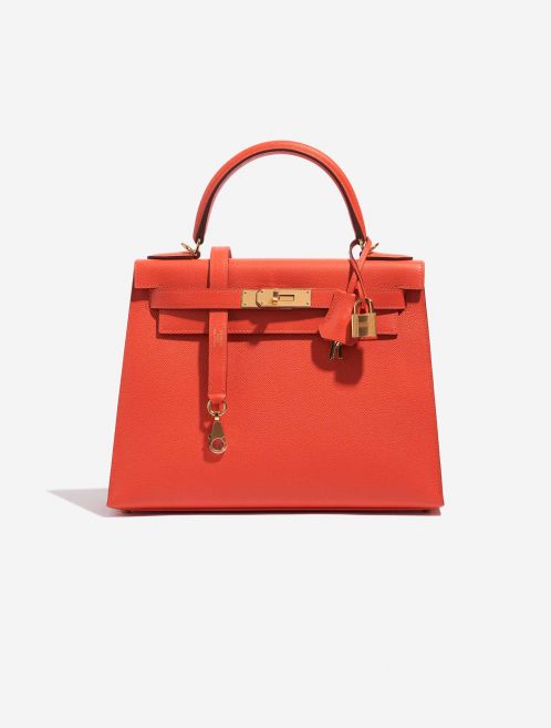 Pre-owned Hermès bag Kelly 28 Epsom Capucine Orange Front | Sell your designer bag on Saclab.com