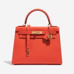 Pre-owned Hermès bag Kelly 28 Epsom Capucine Orange Front | Sell your designer bag on Saclab.com
