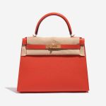 Pre-owned Hermès bag Kelly 28 Epsom Capucine Orange Front Velt | Sell your designer bag on Saclab.com