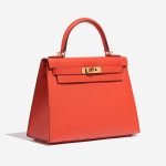 Pre-owned Hermès bag Kelly 28 Epsom Capucine Orange Side Front | Sell your designer bag on Saclab.com