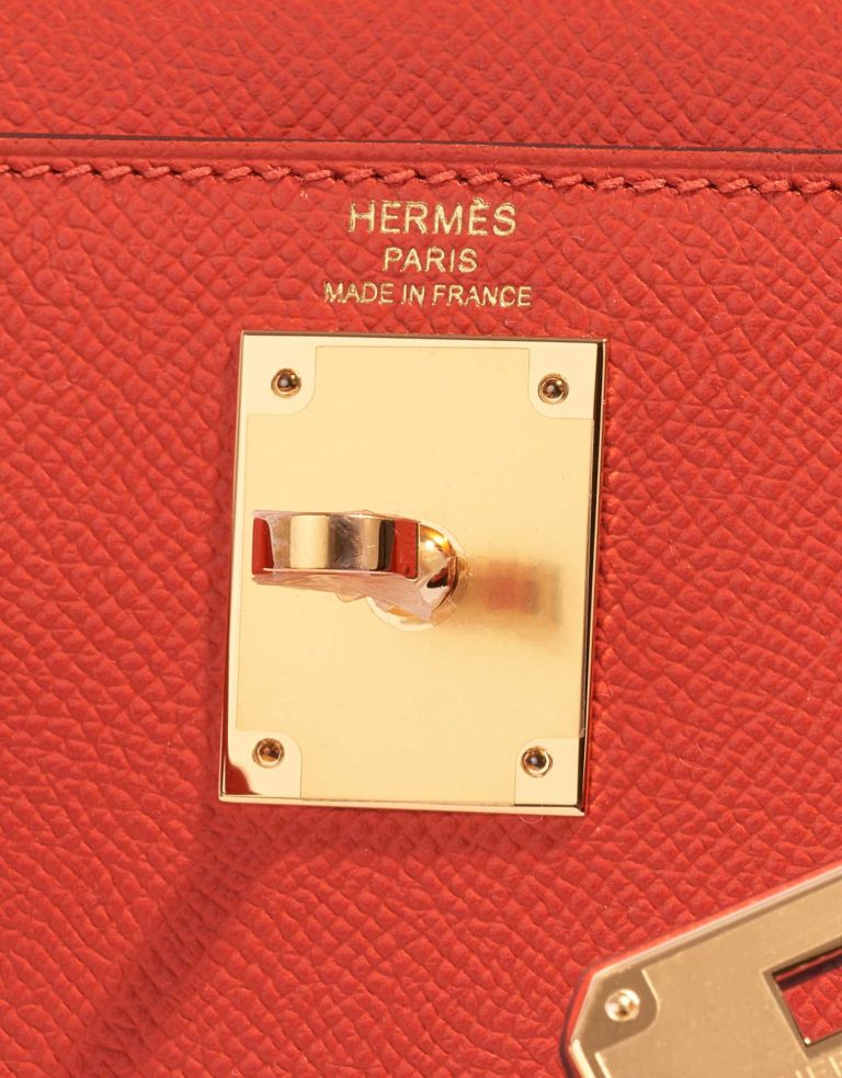 Pre-owned Hermès bag Kelly 28 Epsom Capucine Orange Logo | Sell your designer bag on Saclab.com