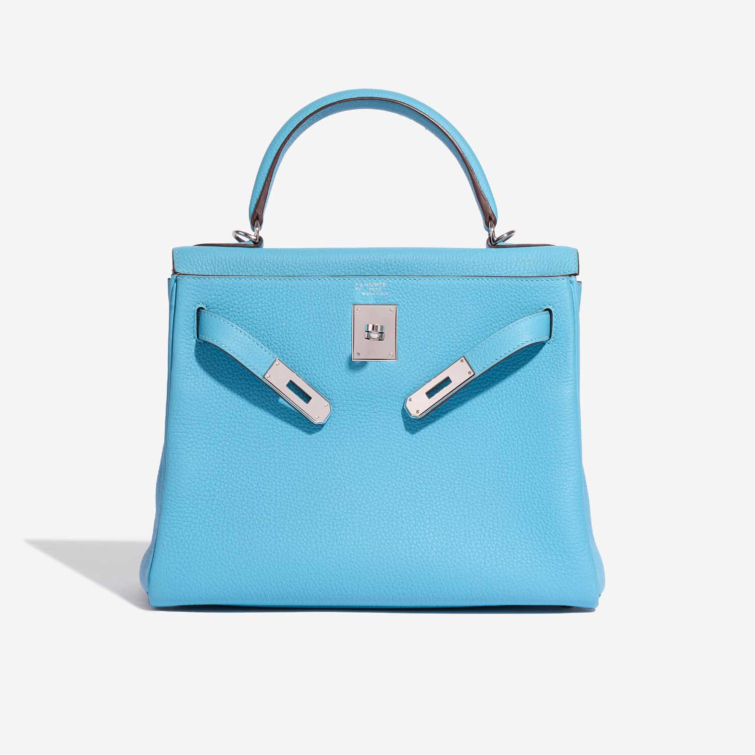 Pre-owned Hermès Tasche Kelly HSS 28 Togo Blue du Nord / Gris Perle Blue Front Open | Verkaufen Sie Ihre Designer-Tasche auf Saclab.com