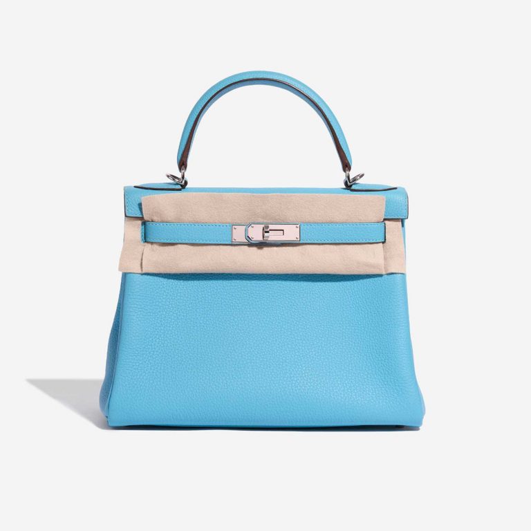 Pre-owned Hermès bag Kelly HSS 28 Togo Blue du Nord / Gris Perle Blue Front Velt | Sell your designer bag on Saclab.com