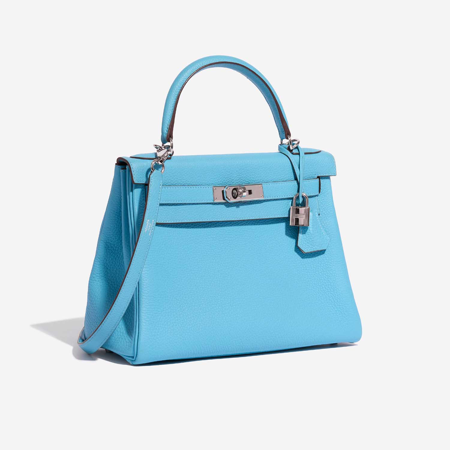 Gebrauchte Hermès Tasche Kelly HSS 28 Togo Blue du Nord / Gris Perle Blue Side Front | Verkaufen Sie Ihre Designer-Tasche auf Saclab.com