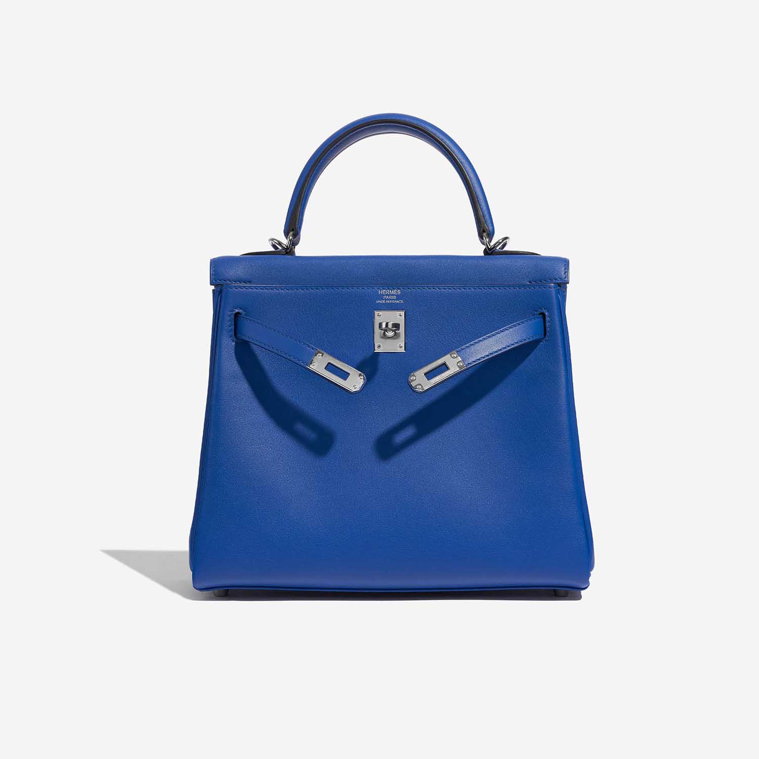 Pre-owned Hermès Tasche Kelly 25 Swift Blau Frankreich Blau Front Open | Verkaufen Sie Ihre Designer-Tasche auf Saclab.com