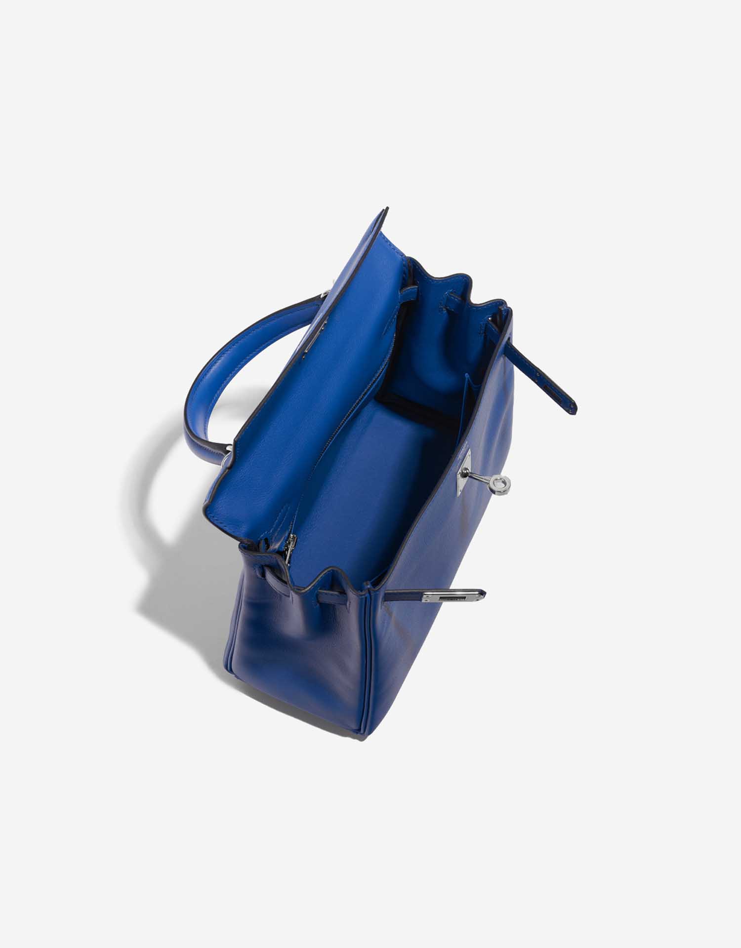 Pre-owned Hermès Tasche Kelly 25 Swift Blau Frankreich Blau Innenseite | Verkaufen Sie Ihre Designer-Tasche auf Saclab.com