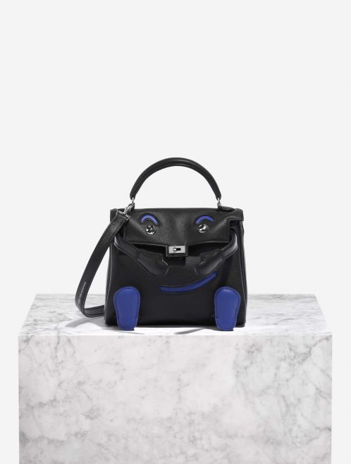 Pre-owned Hermès bag Kelly Doll Quelle Idole Swift Black / Blue Electrique Black, Blue Front | Sell your designer bag on Saclab.com