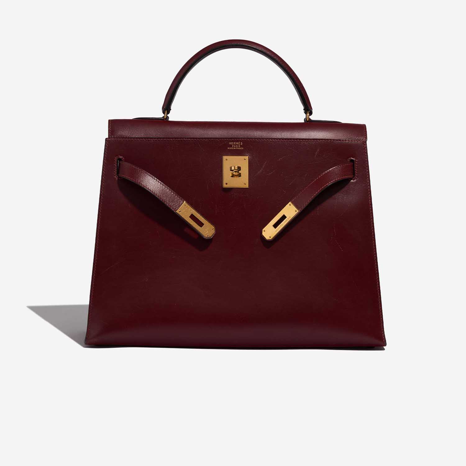 Pre-owned Hermès Tasche Vintage Kelly 32 Box Rouge H Red Front Open | Verkaufen Sie Ihre Designer-Tasche auf Saclab.com
