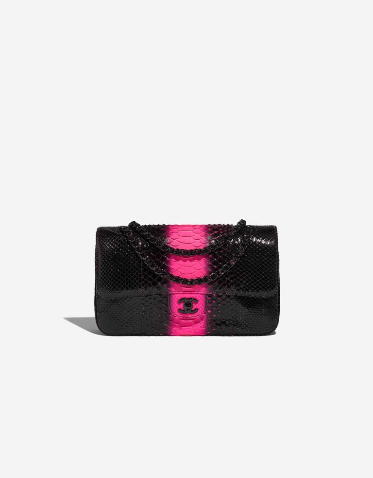 Pre-owned Chanel bag Timeless Medium Python Black / Pink Black Front | Sell your designer bag on Saclab.com
