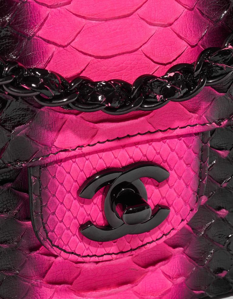 Pre-owned Chanel bag Timeless Medium Python Black / Pink Black Front | Sell your designer bag on Saclab.com