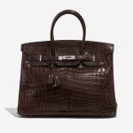 Pre-owned Hermès bag Birkin 35 Crocodile Niloticus Marron Brown Front | Sell your designer bag on Saclab.com