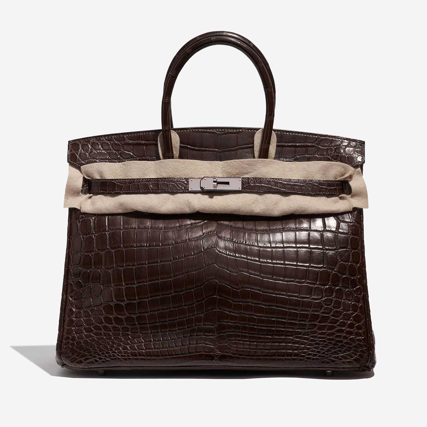 Pre-owned Hermès Tasche Birkin 35 Krokodil Niloticus Marron Braun Front Velt | Verkaufen Sie Ihre Designer-Tasche auf Saclab.com