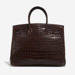 Pre-owned Hermès bag Birkin 35 Crocodile Niloticus Gris Elephant Brown Back | Sell your designer bag on Saclab.com