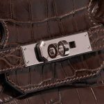 Pre-owned Hermès bag Birkin 35 Crocodile Niloticus Gris Elephant Brown Closing System | Sell your designer bag on Saclab.com