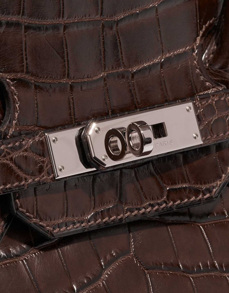 Pre-owned Hermès bag Birkin 35 Crocodile Niloticus Gris Elephant Brown Front | Sell your designer bag on Saclab.com
