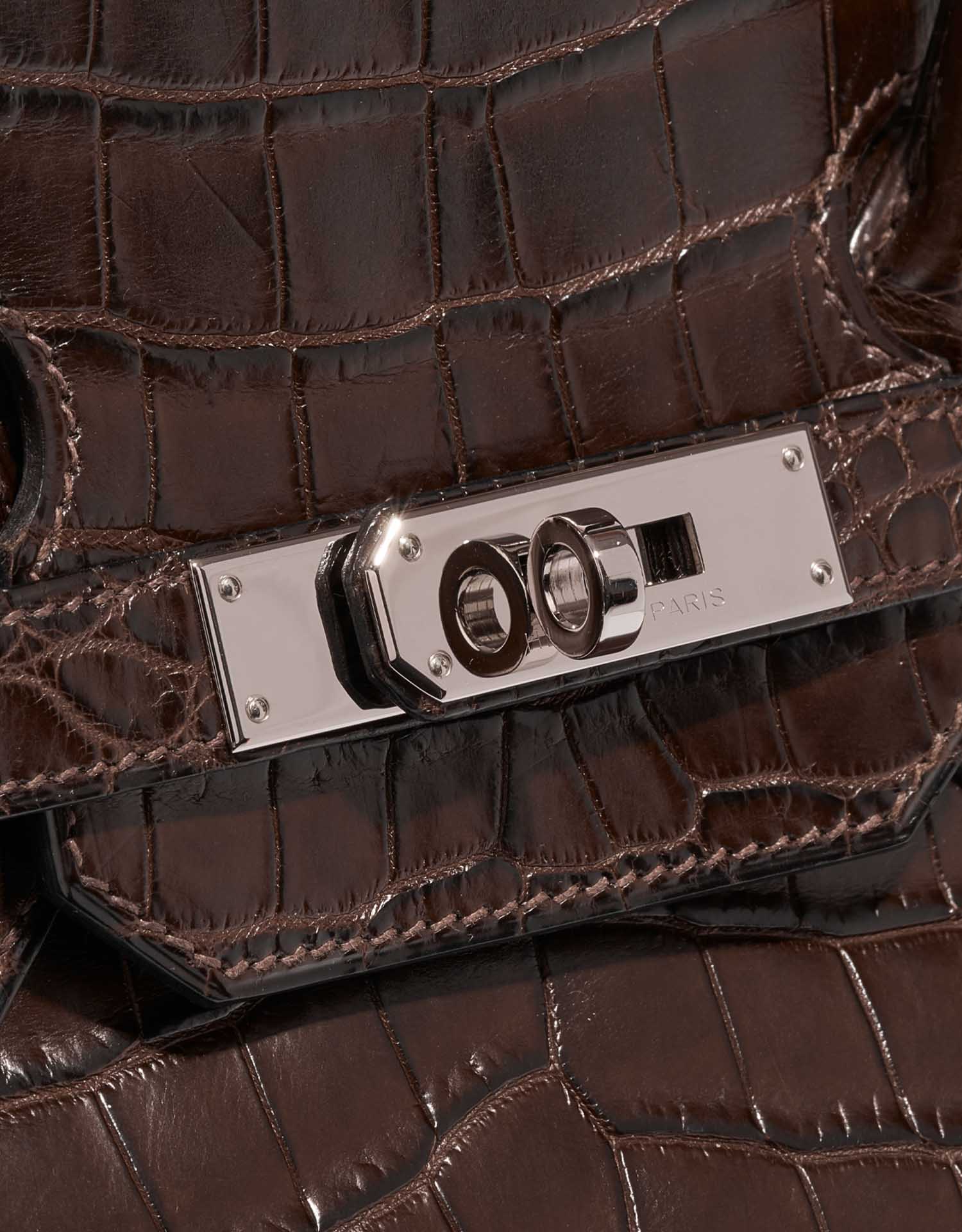 Pre-owned Hermès bag Birkin 35 Crocodile Niloticus Marron Brown Closing System | Sell your designer bag on Saclab.com