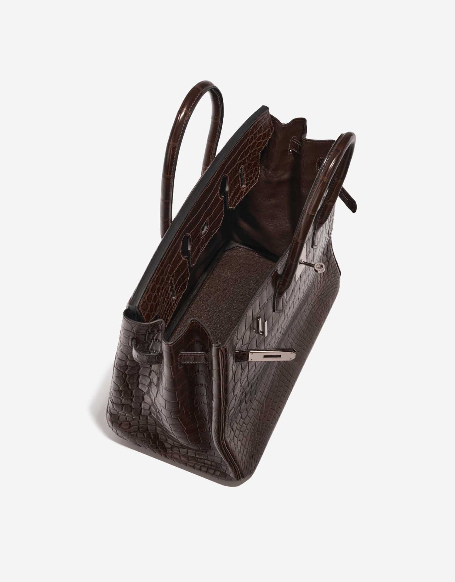 Pre-owned Hermès bag Birkin 35 Crocodile Niloticus Marron Brown Inside | Sell your designer bag on Saclab.com