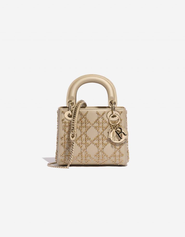 Gebrauchte Dior Tasche Lady Mini Kalbsleder Light Beige Beige Front | Verkaufen Sie Ihre Designer-Tasche auf Saclab.com
