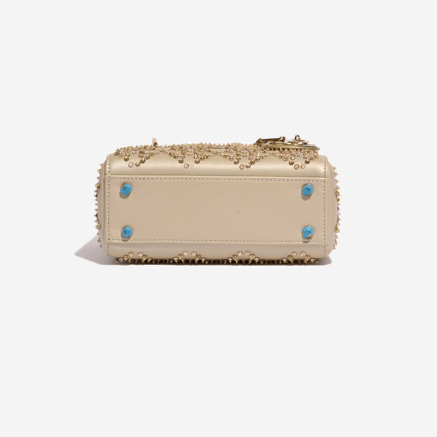 Pre-owned Dior bag Lady Mini Calf Light Beige Beige Bottom | Sell your designer bag on Saclab.com