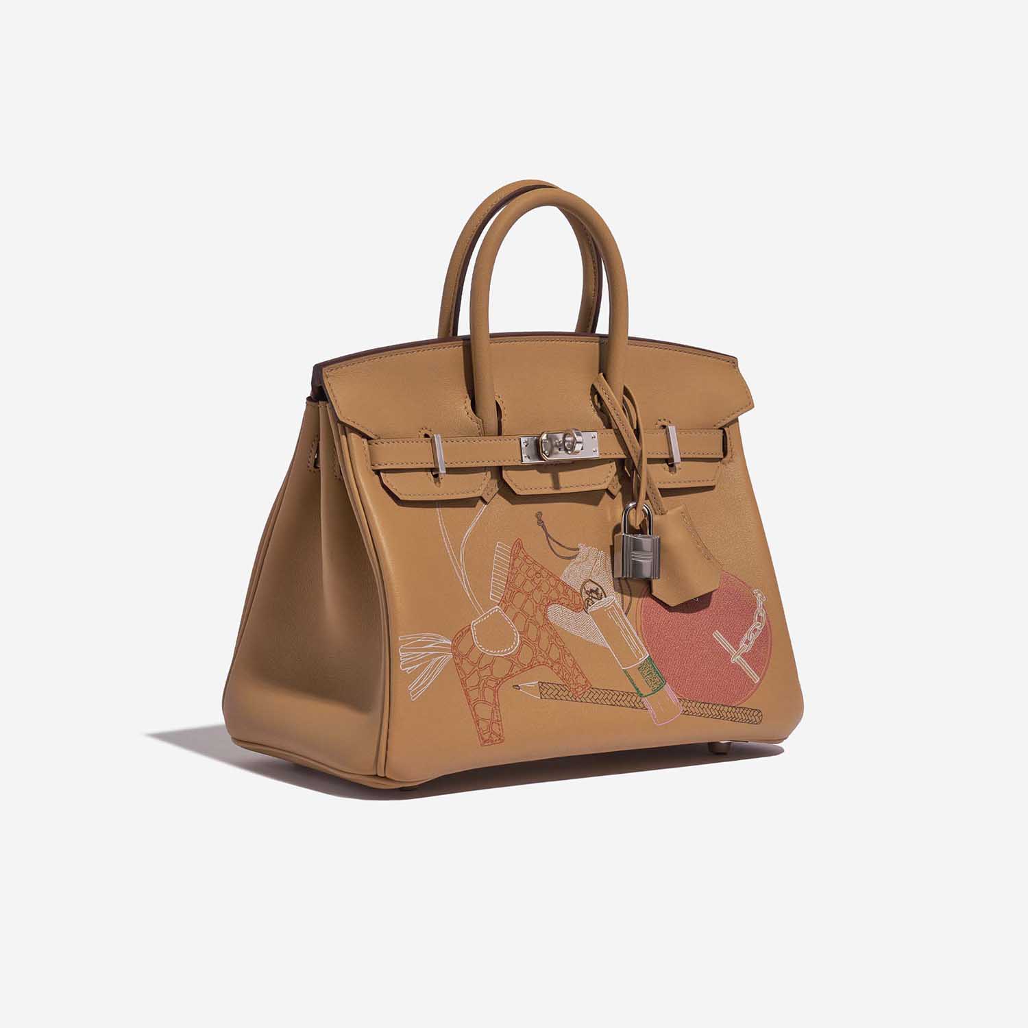Pre-owned Hermès bag Birkin 25 Swift Biscuit In and Out Brown Side Front | Sell your designer bag on Saclab.com