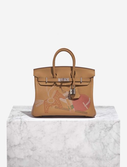 Pre-owned Hermès bag Birkin 25 Swift Biscuit In and Out Brown Front | Sell your designer bag on Saclab.com
