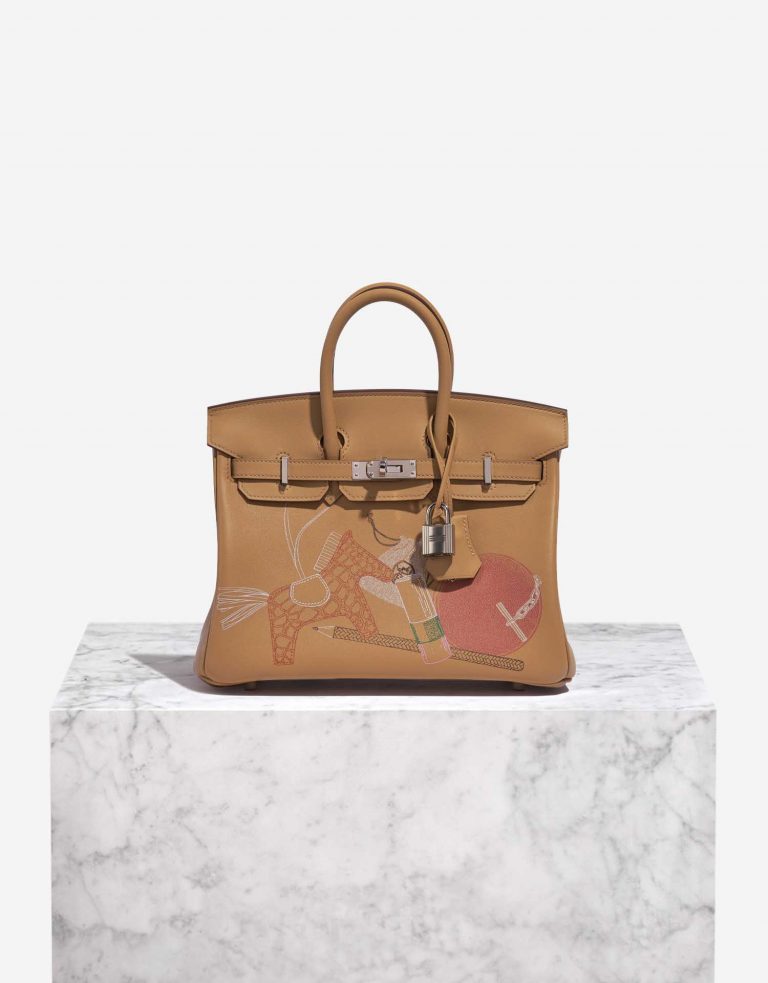 Pre-owned Hermès bag Birkin 25 Swift Biscuit In and Out Brown Front | Sell your designer bag on Saclab.com