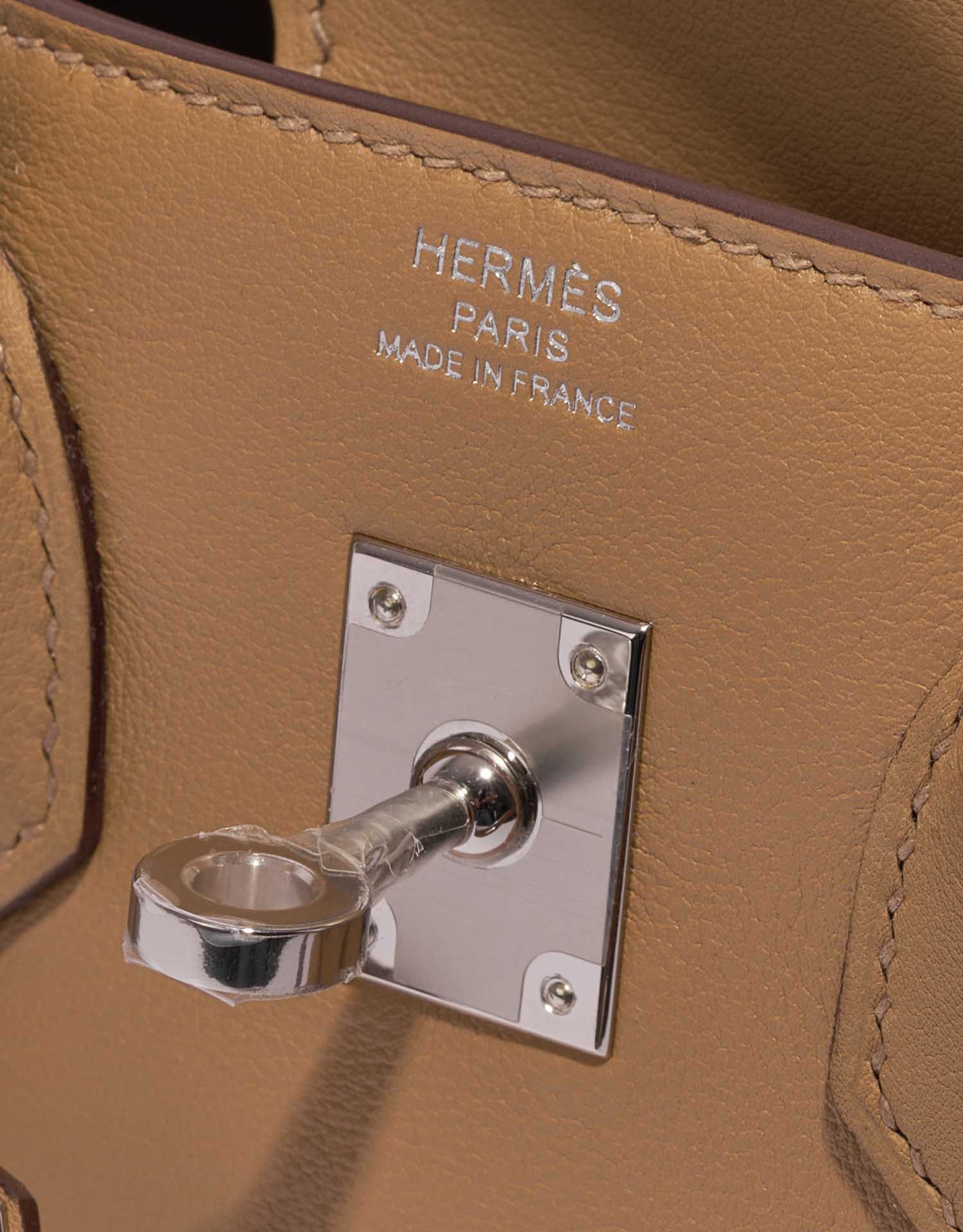 Pre-owned Hermès bag Birkin 25 Swift Biscuit In and Out Brown Logo | Sell your designer bag on Saclab.com