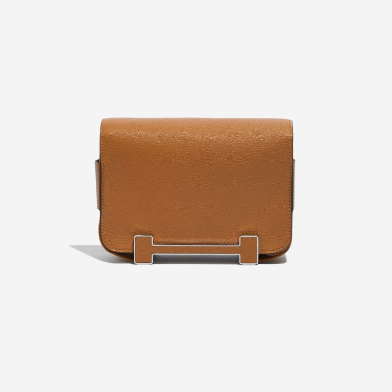 Pre-owned Hermès bag Geta Chevre Mysore Caramel Brown Front | Sell your designer bag on Saclab.com