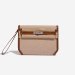Pre-owned Hermès bag Kelly Dépêches Pouch 25 Toile / Barenia Fauve Beige, Brown Front Velt | Sell your designer bag on Saclab.com