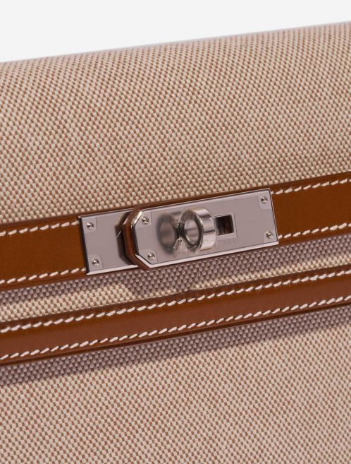 Pre-owned Hermès bag Kelly Dépêches Pouch 25 Toile / Barenia Fauve Beige, Brown Closing System | Sell your designer bag on Saclab.com